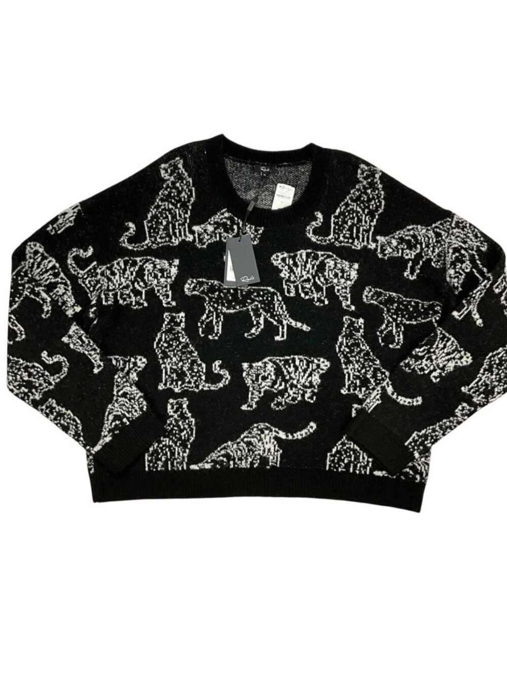 Rails Perci Charcoal Cats Sweater XL Black Wool Blend Crewneck NEW - Picture 15 of 16